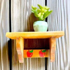 Cute Hand-Painted Vintage Wood Wall Shelf - Perfect for Teachers! 🍎